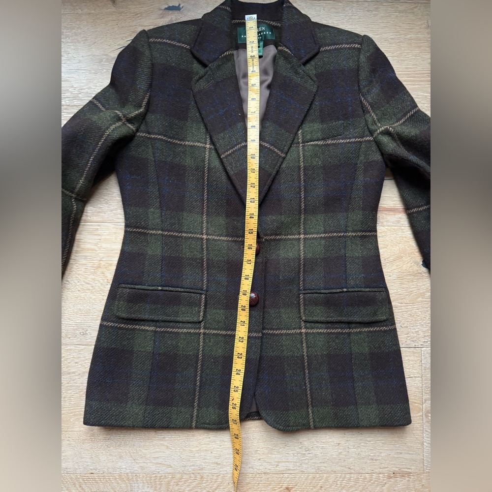 🔥VINTAGE LAUREN Ralph Lauren TWEED WOOL Classic Plaid Blazer Sz4P PriceFirm - Picture 10 of 14